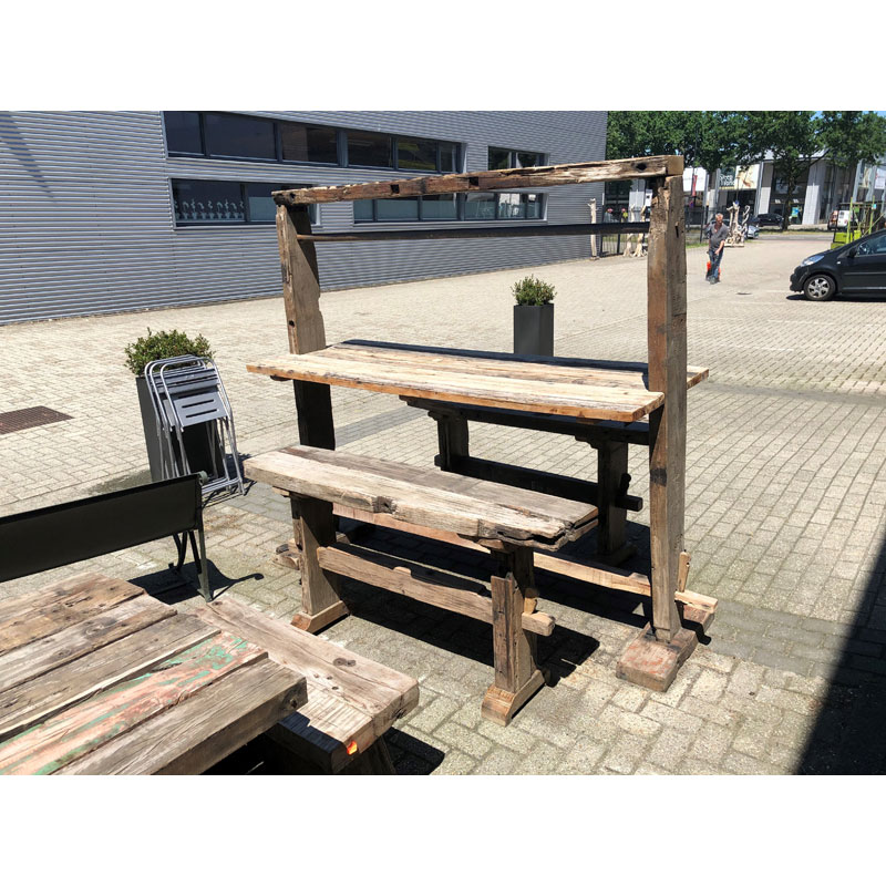 rechter Beg oor Robuuste massieve houten bartafel DE LAATSTE 2!! NU €554,- p.st. - Megafurn