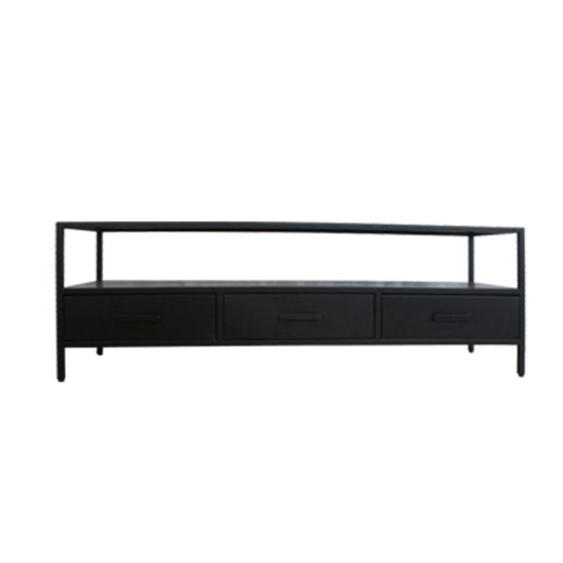 Correct Monarch eb Tv meubel zwart staal 3 lades 150cm - Megafurn